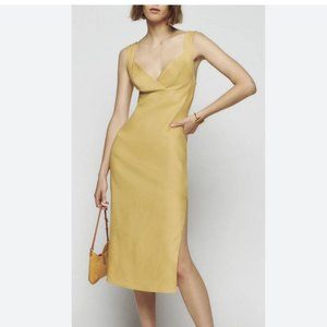 Reformation, Allira Linen Dress, Color Tuscan Sun